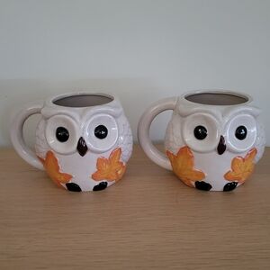Harry & David Fall Owl Mug Duo